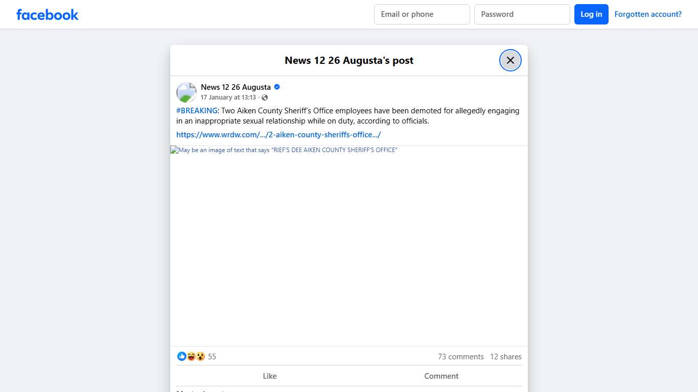 #BREAKING: Two Aiken County Sheriff’s... - News 12 26 Augusta Facebook
